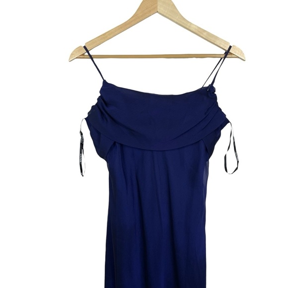 VINTAGE Alyn Paige Satin Full Length Gown in Navy Blue Size 7/8 - Picture 3 of 10